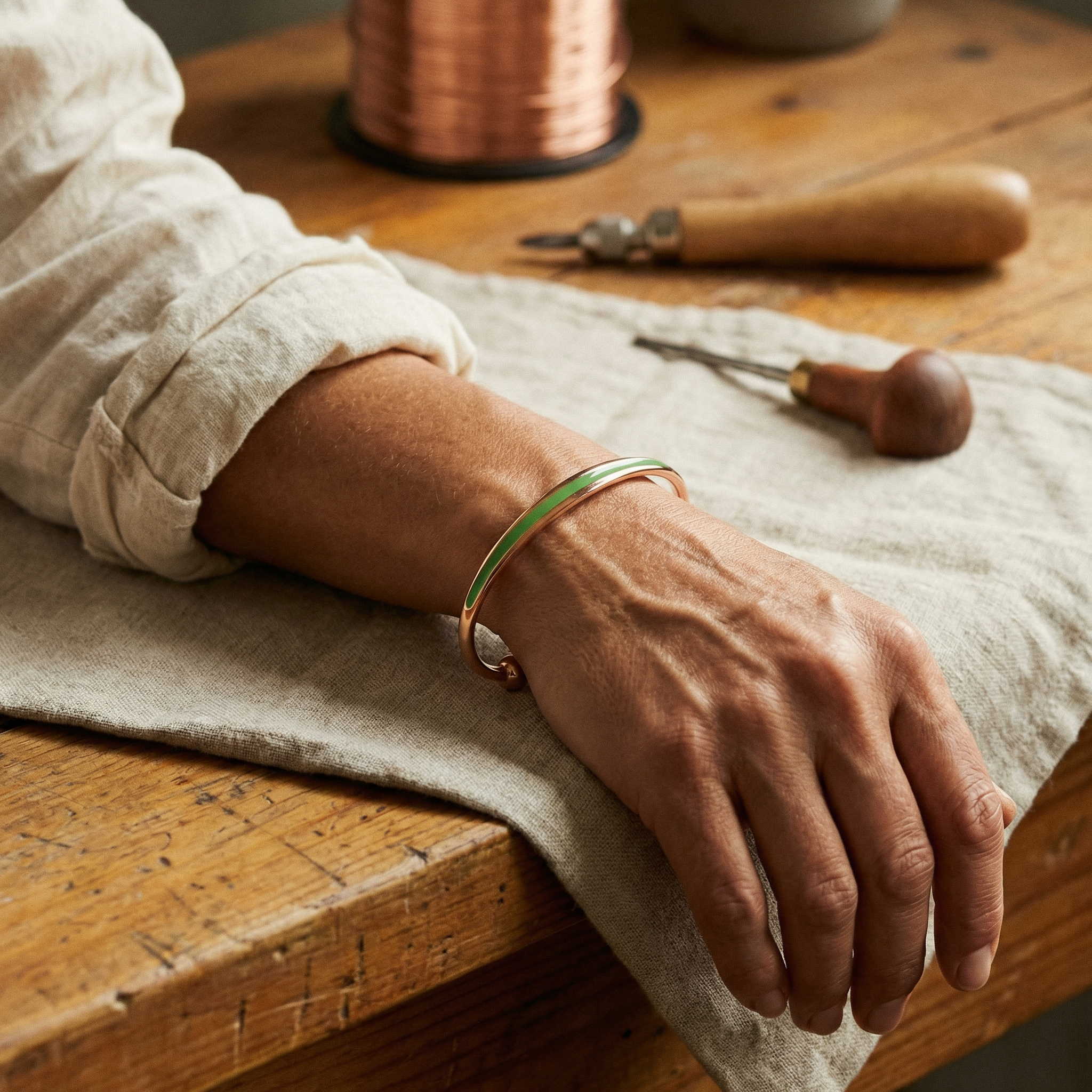 Vera's Jade Koperen Armband