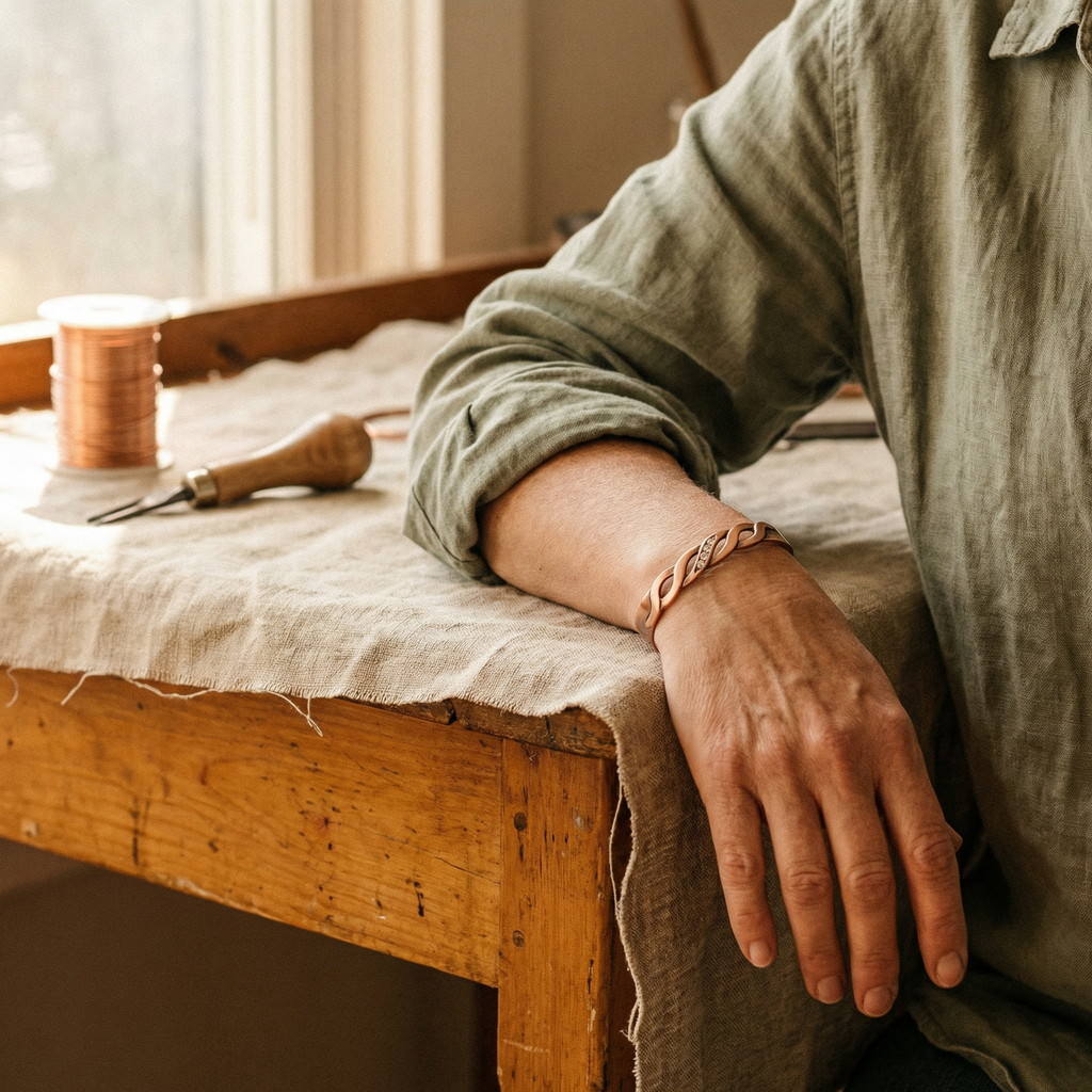 Vera's Naadloze Koperen Armband