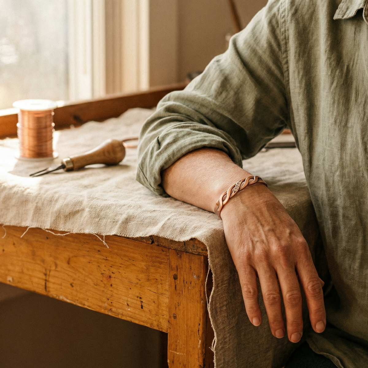 Vera's Naadloze Koperen Armband