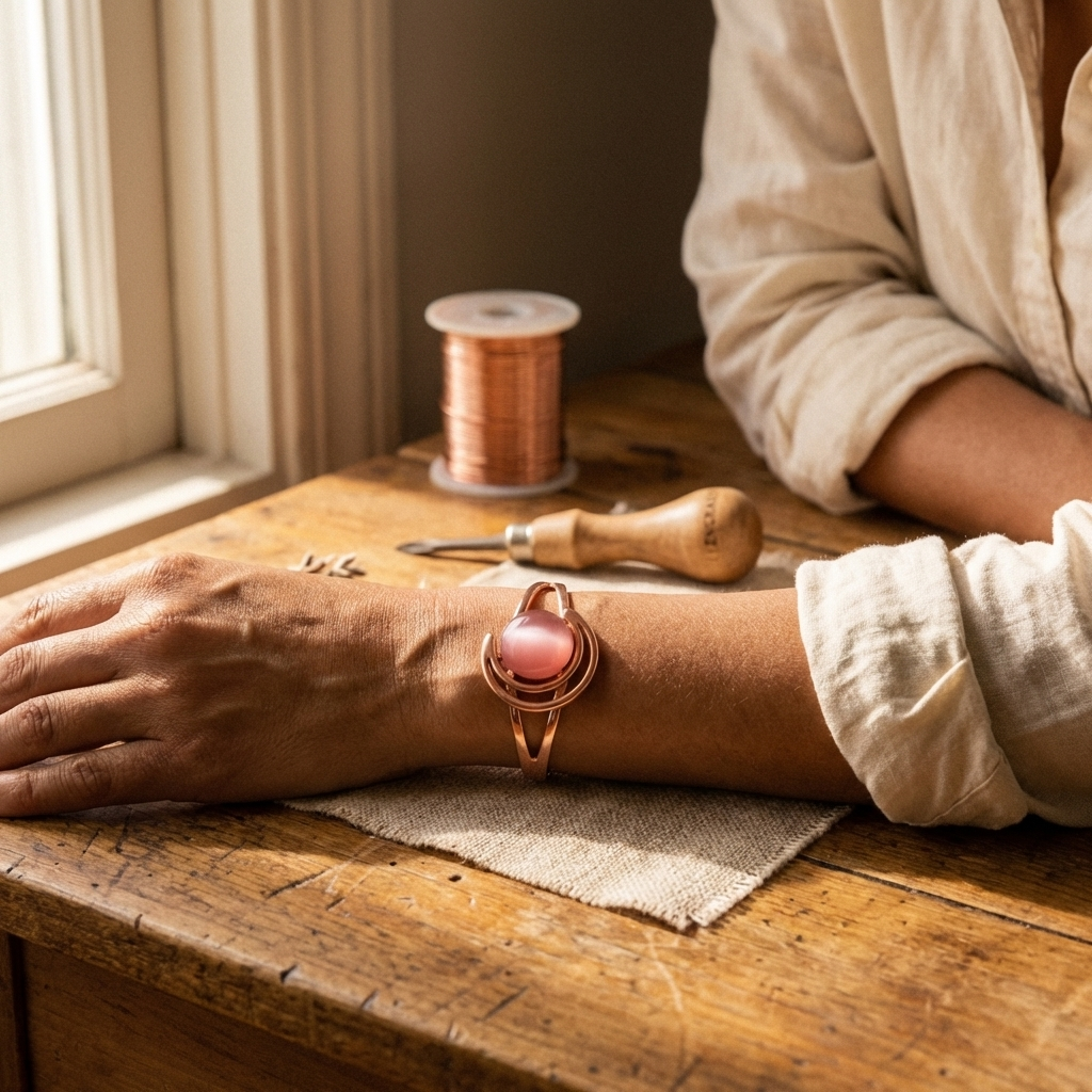 Vera's Sphere Roze Koperen Armband
