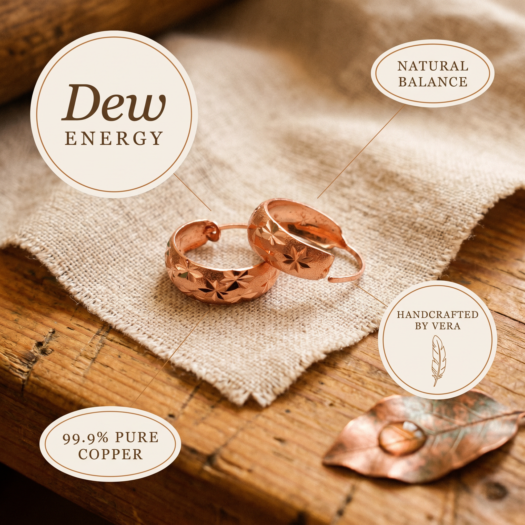 Vera's Dew Koper Oorbellen