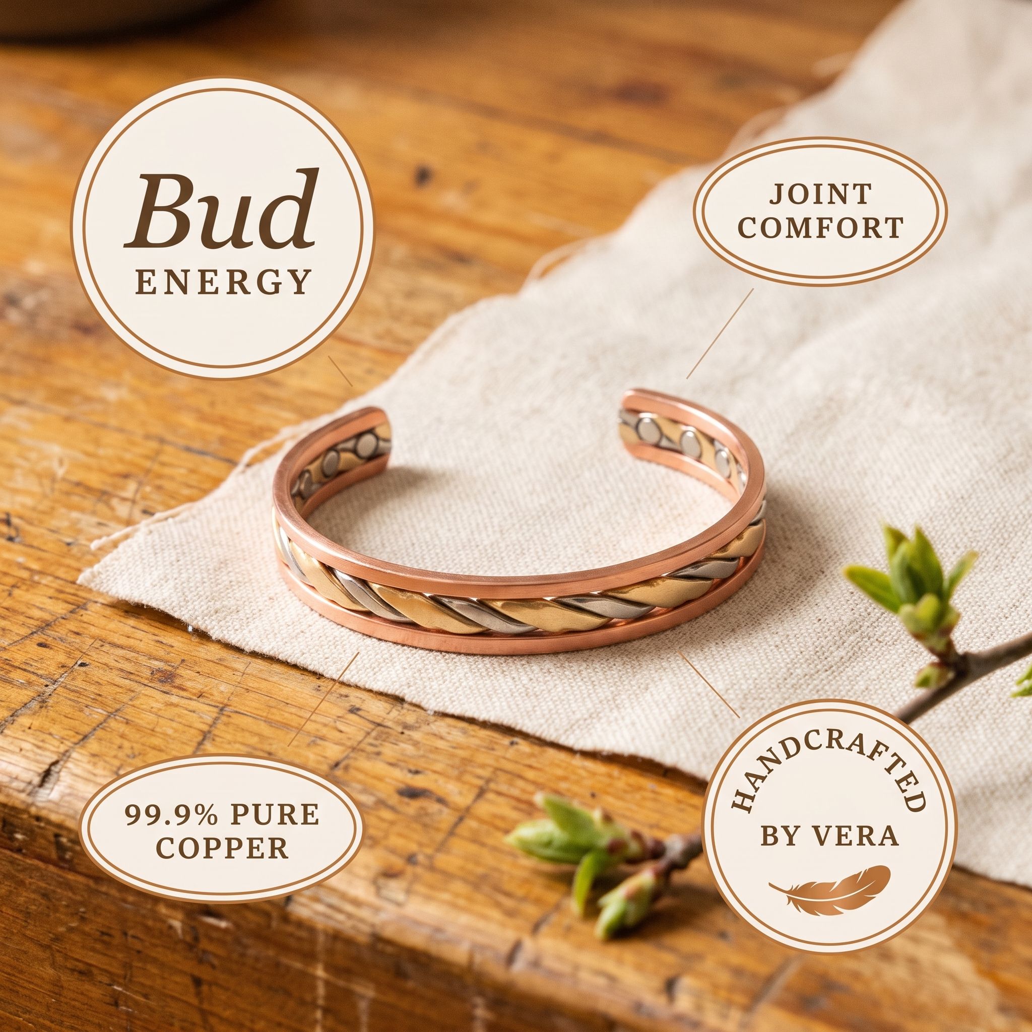 Vera's Bud Koperen Armband