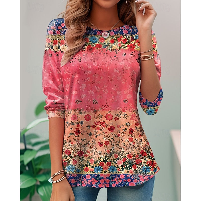 Faye | Bloemige Lange Mouwen Top