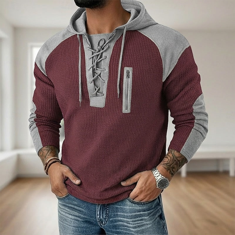 Dean | Textured Lace-Up Hoodie