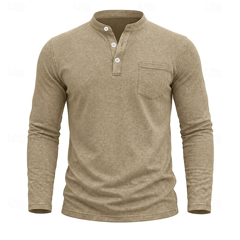 Landon | Klassieke Lange Mouwen Henley Shirt