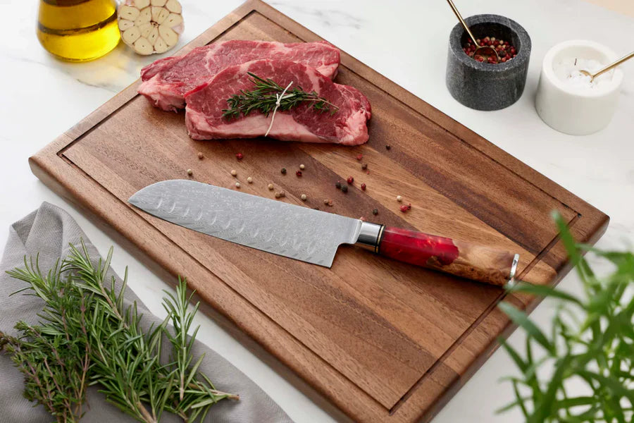 Japans Shinku Santoku-mes van Damascusstaal – 17,6 cm precisieblad
