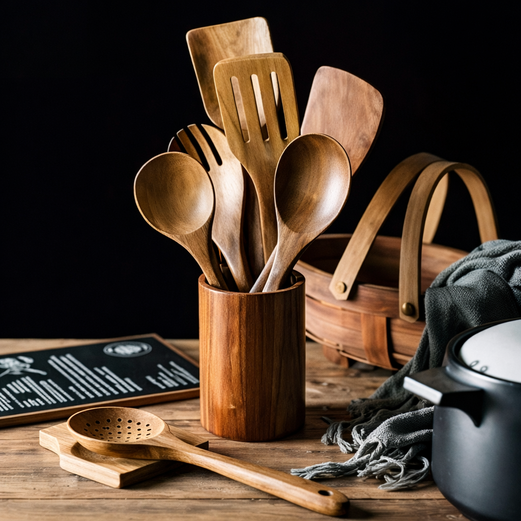 Traditionele Japanse houten keukengereiset