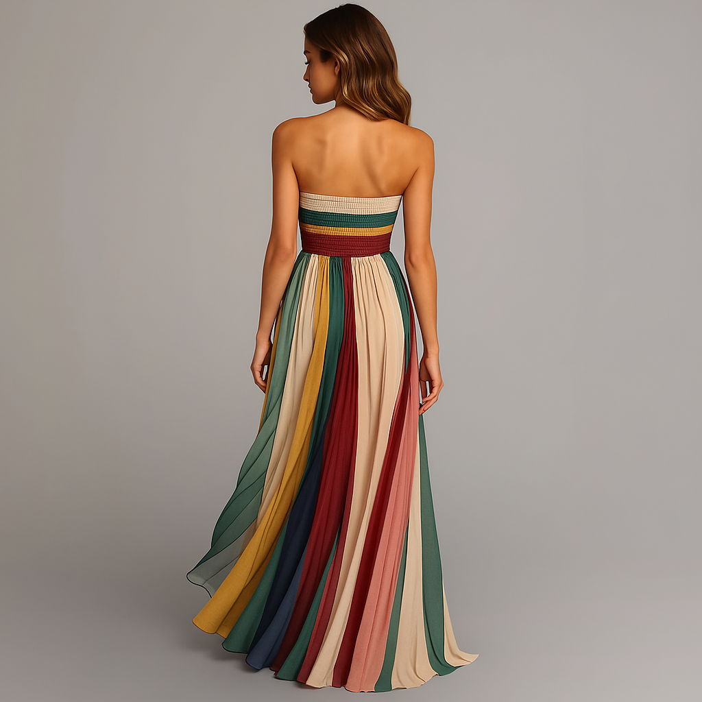 ISABELLA | STRAPLESS GEPLISSEERDE MAXI JURK