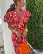 Marina | Elegante Midi-jurk met Pofmouwen