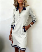 Adeline | Klassieke Lange Mouw Kraagjurk
