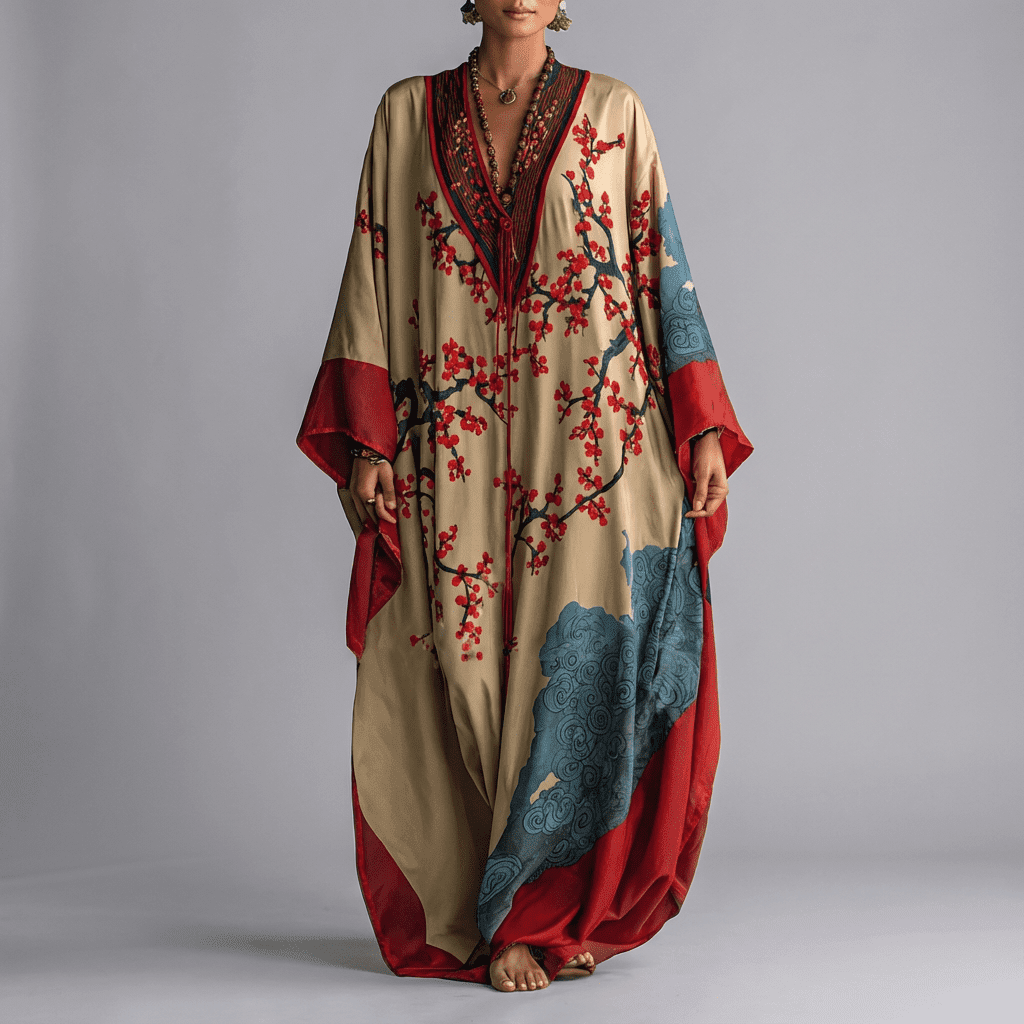 Valerie | Bloemen Batwing Mouw Maxi Jurk