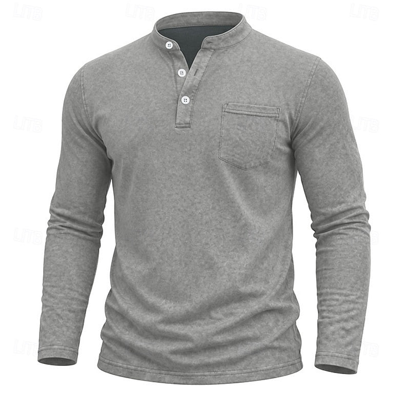 Landon | Klassieke Lange Mouwen Henley Shirt