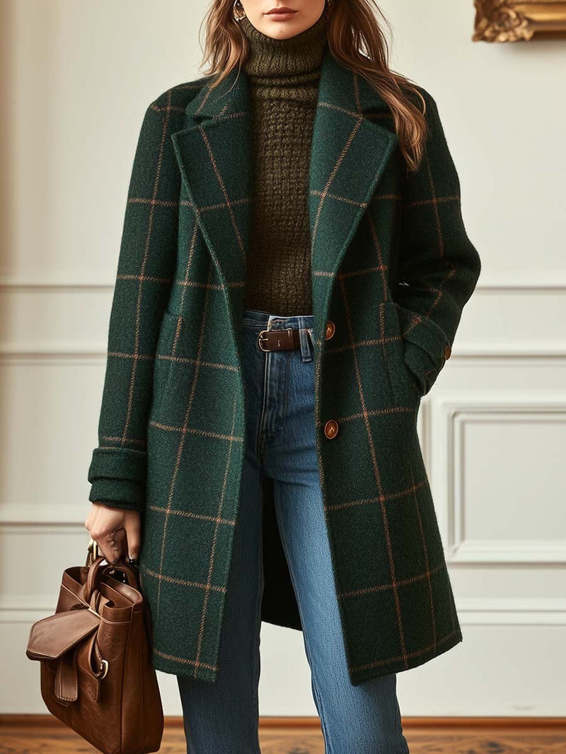Kayla™ Retro Ruit Tweed Jas