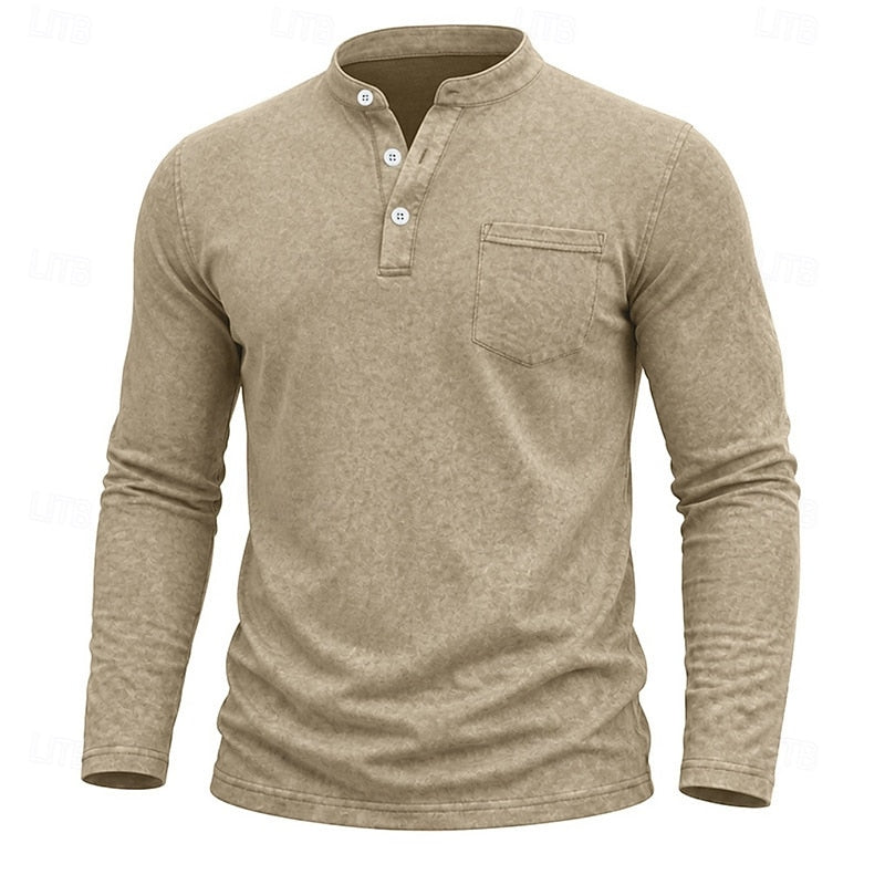 Landon | Klassieke Lange Mouwen Henley Shirt
