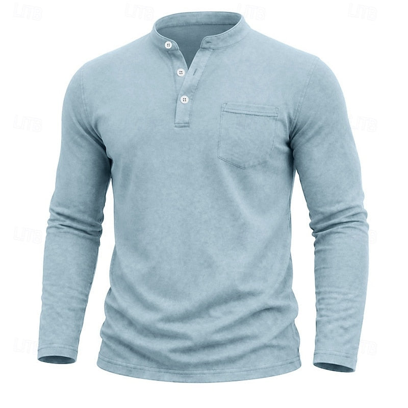 Landon | Klassieke Lange Mouwen Henley Shirt