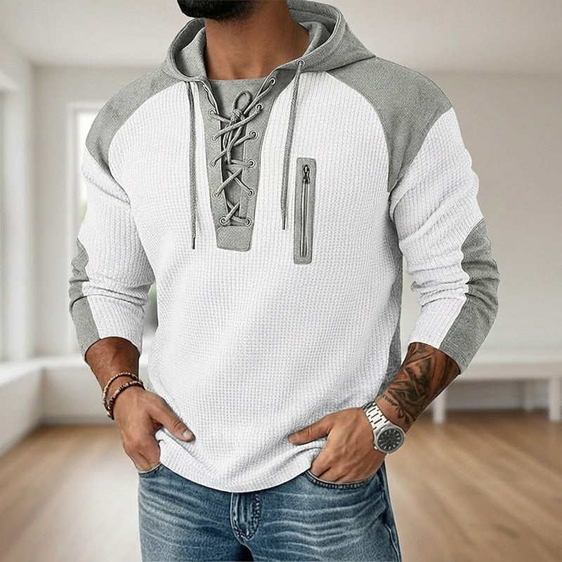 Dean | Textured Lace-Up Hoodie