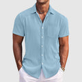Frederick | Geribbelde Korte Mouwen Knop Shirt