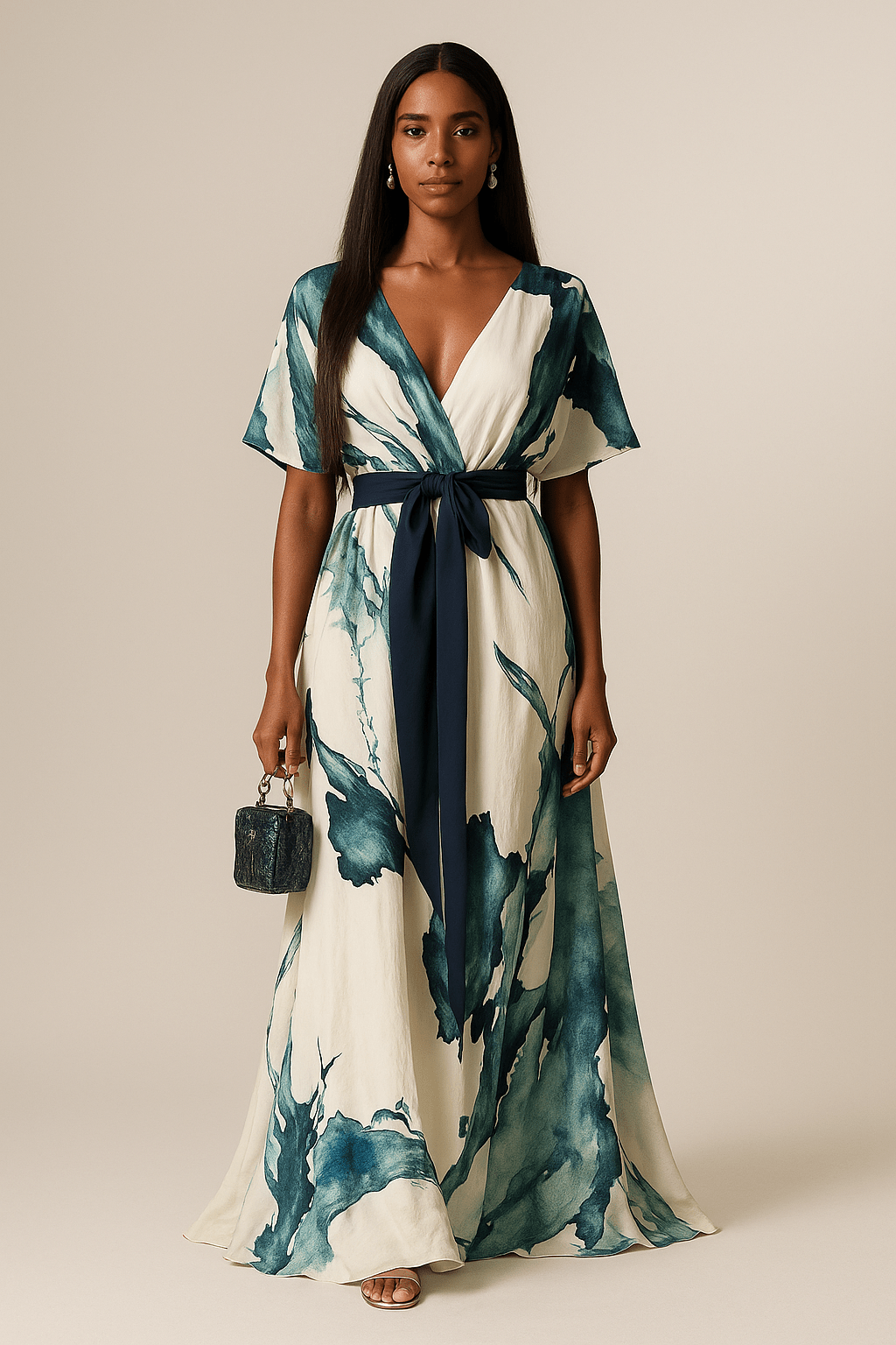 Marissa | Elegante Waterverfprint Jurk