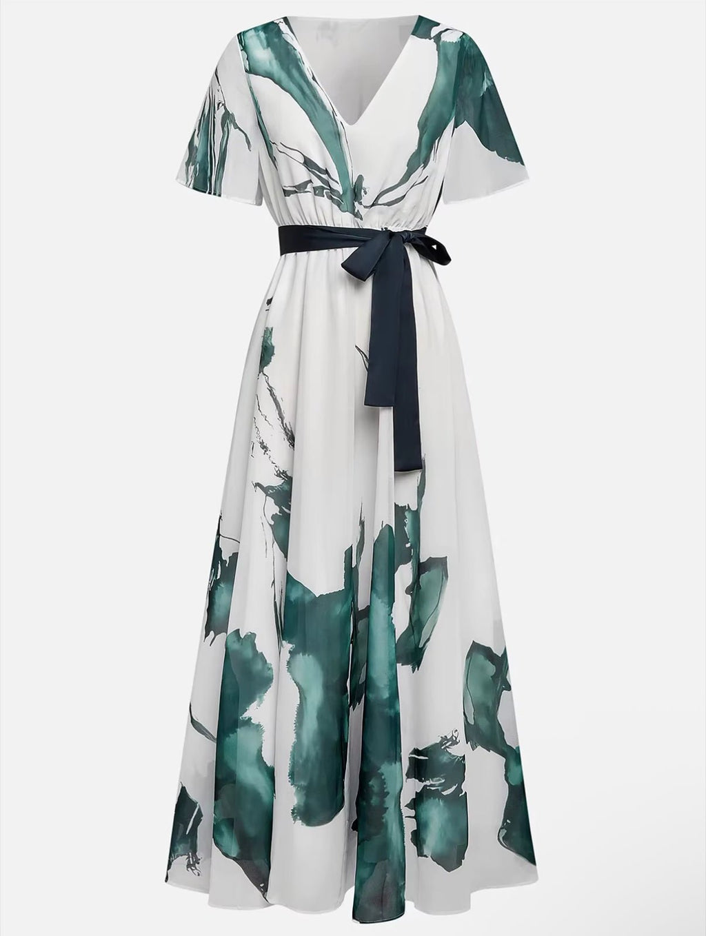 Marissa | Elegante Waterverfprint Jurk