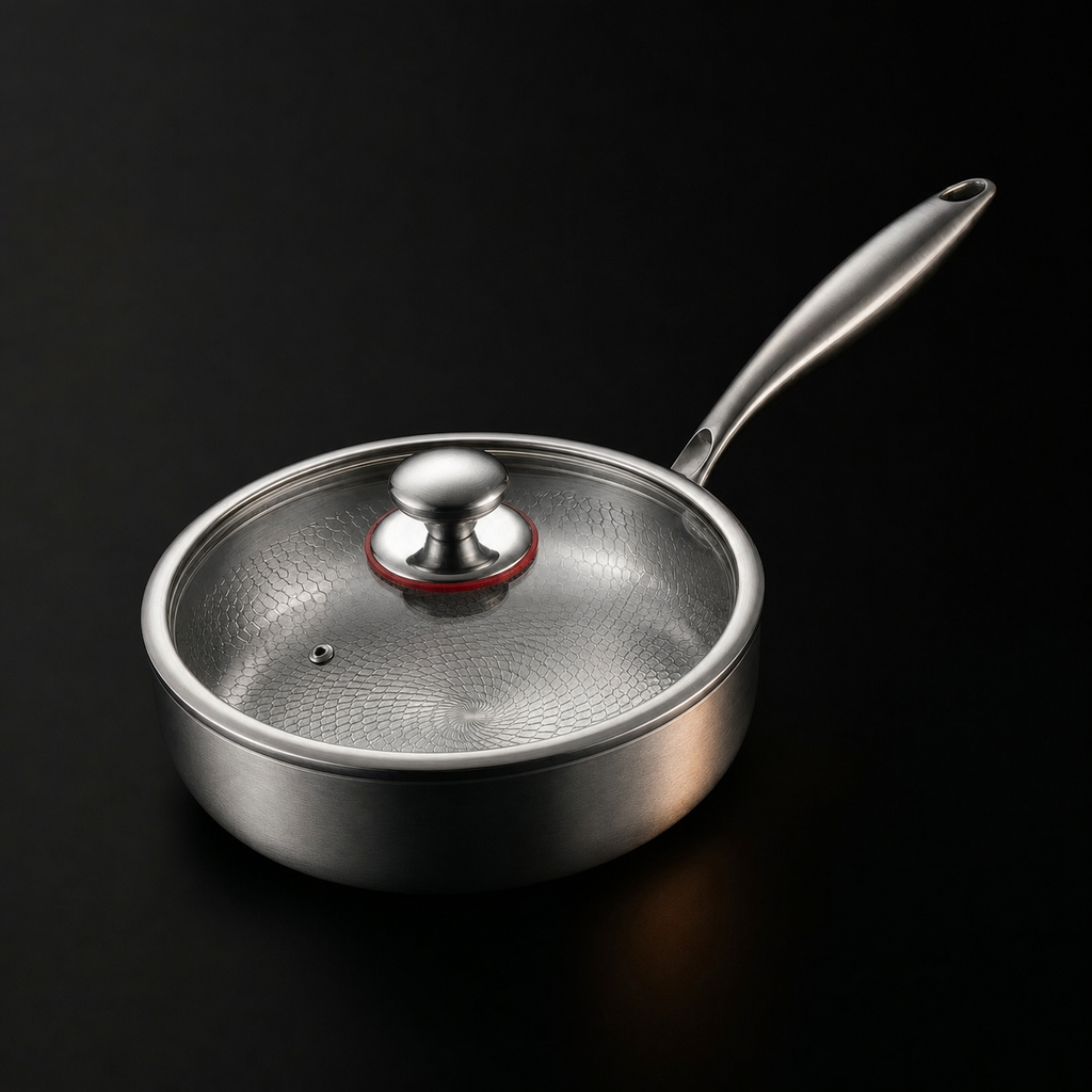 Gehamerde Titanium pan met Hoge Rand