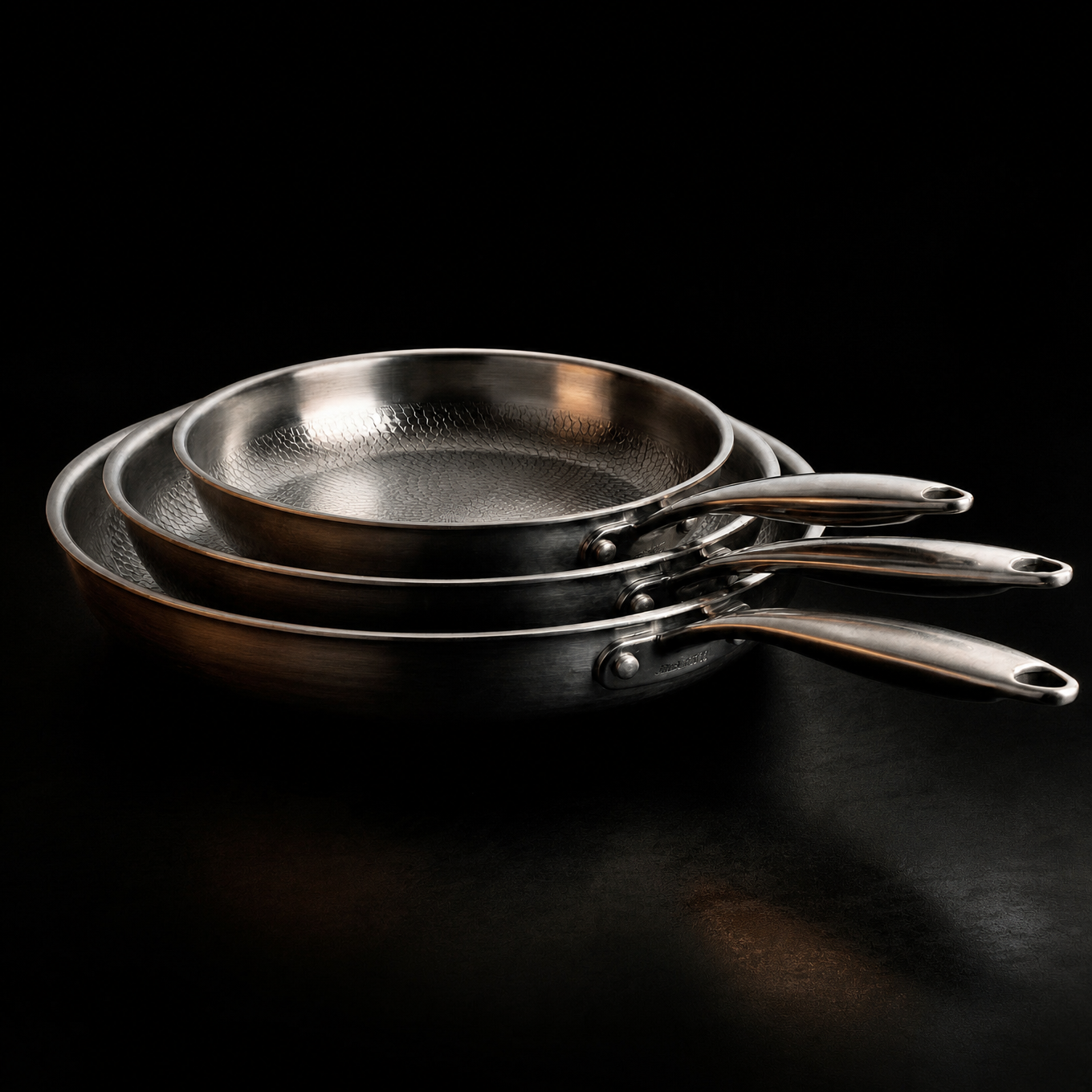 Gehamerde Titanium pannenset – 3-delig