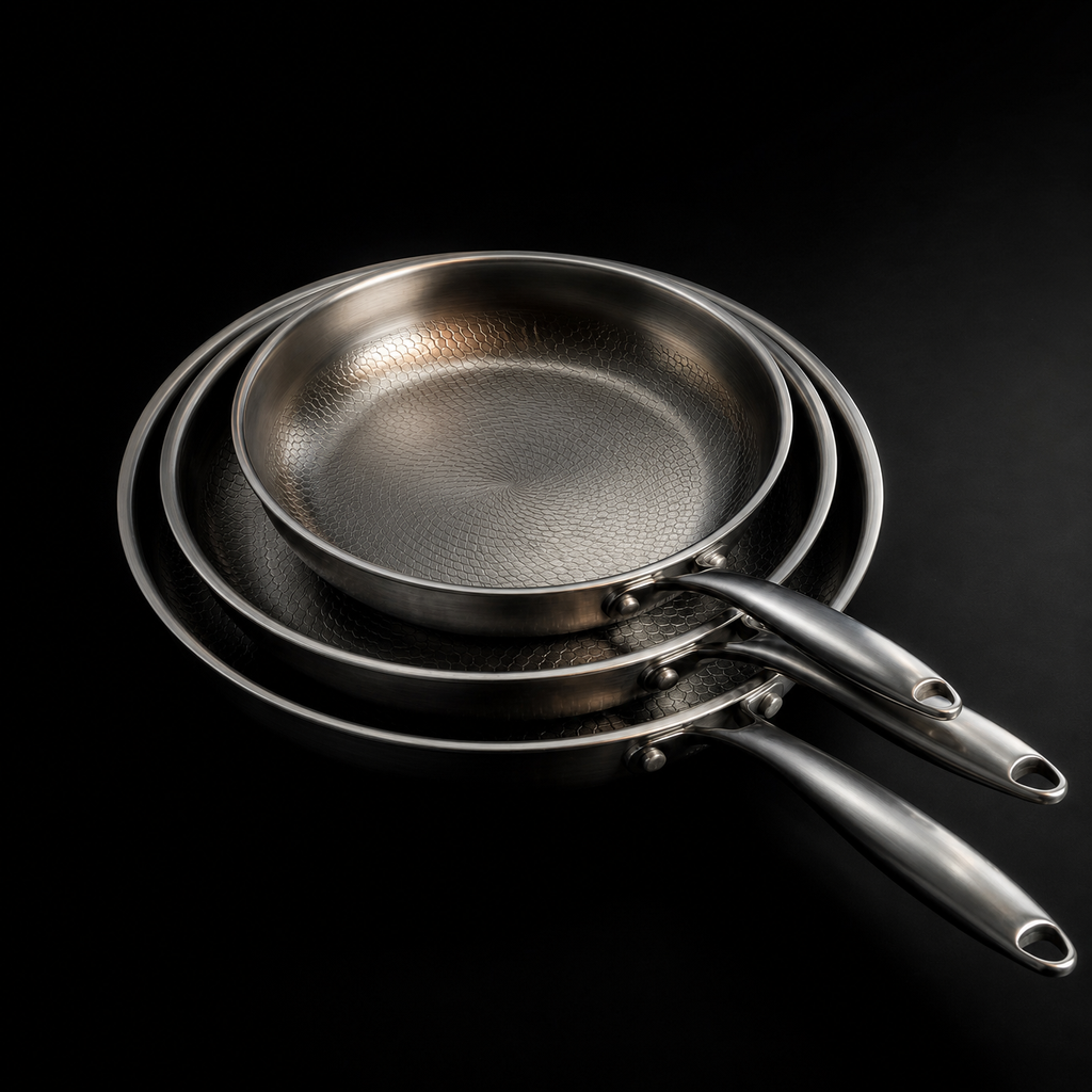 Gehamerde Titanium pannenset – 3-delig