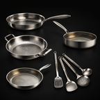 Gehamerde Titanium familieset: 4 pannen & keukengerei