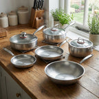 Gehamerde Titanium Keukenset met 3 Deksels (25, 28 & 30 cm)