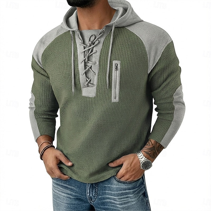 Dean | Textured Lace-Up Hoodie