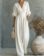 MONICA | ELEGANTE V-HALS BREDE PANT JUMPSUIT