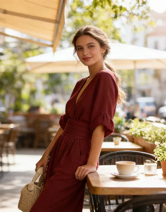 MONICA | ELEGANTE V-HALS BREDE PANT JUMPSUIT