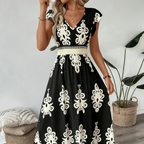 KAREN | BAROK MAXI JURK MET V-HALS