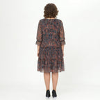 NOREEN | PAISLEY PRINT CHIFFON MIDI JURK MET BUIKBEDDEKKING