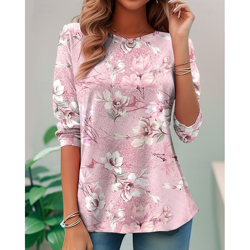 Faye | Bloemige Lange Mouwen Top
