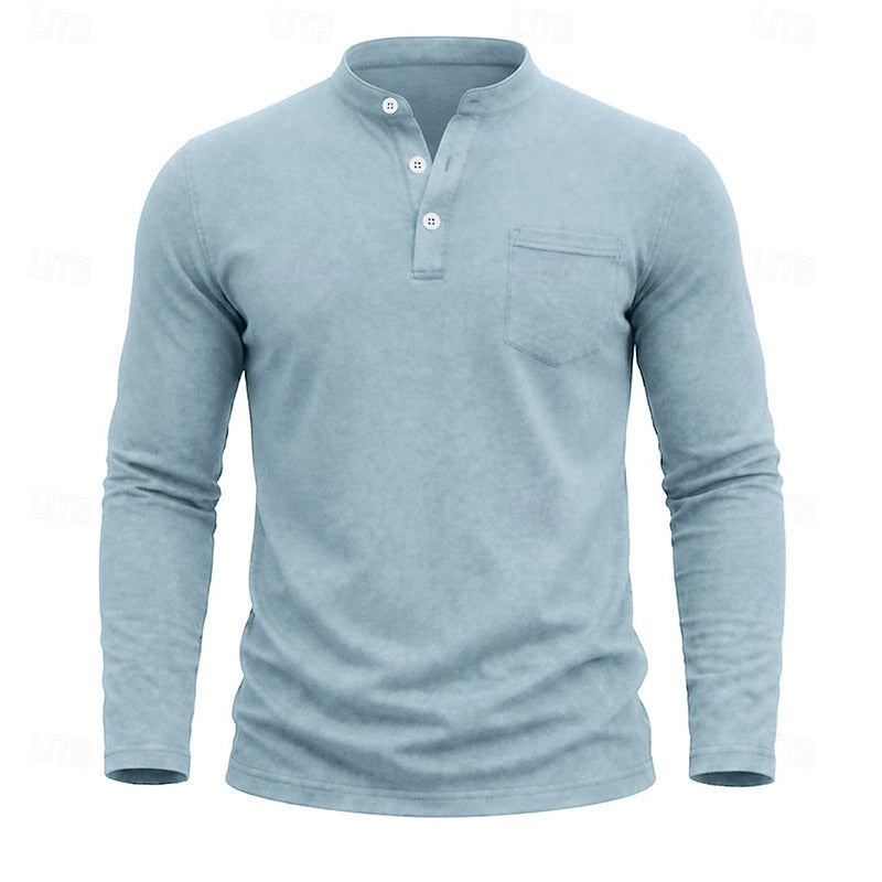 Landon | Klassieke Lange Mouwen Henley Shirt