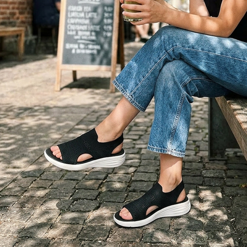 Serena | Dames sandalen met plateau in ademend materiaal