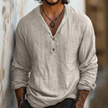 Julius | Ontspannen Henley Popover Shirt