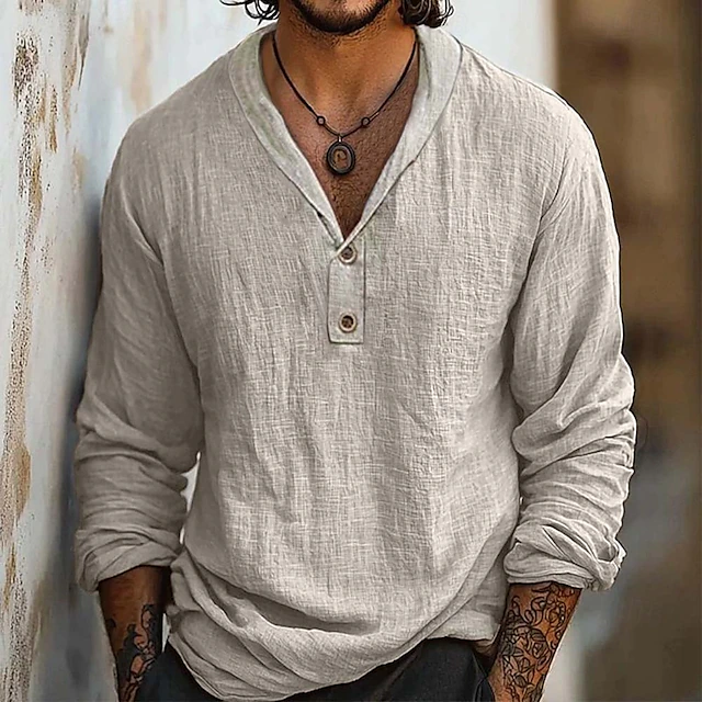 Julius | Ontspannen Henley Popover Shirt