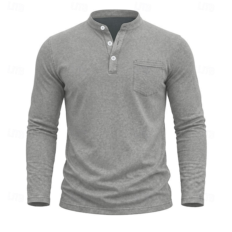 Landon | Klassieke Lange Mouwen Henley Shirt