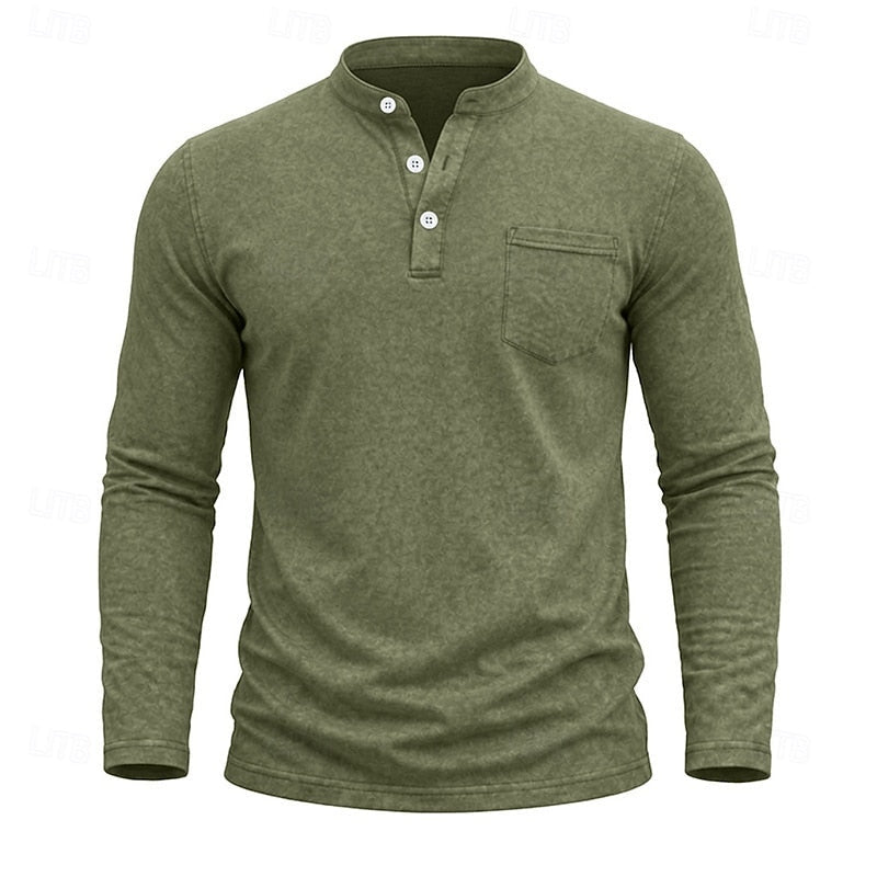 Landon | Klassieke Lange Mouwen Henley Shirt