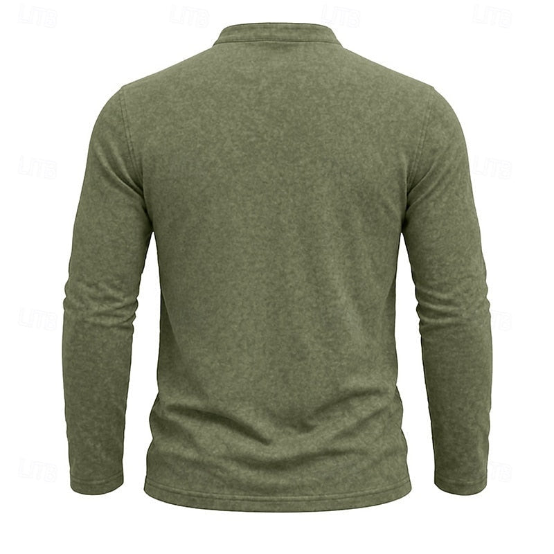 Landon | Klassieke Lange Mouwen Henley Shirt