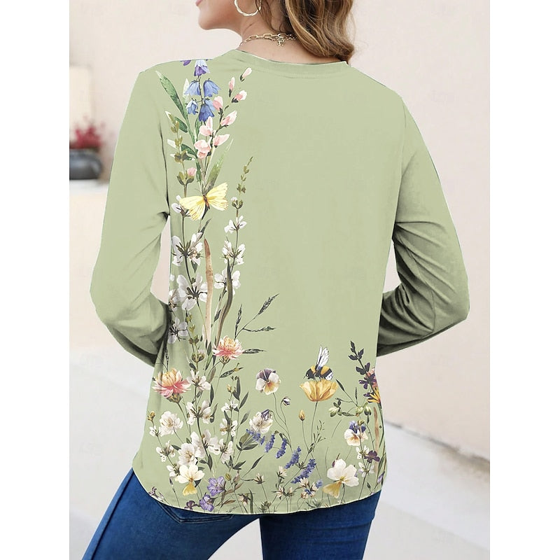 Faye | Bloemige Lange Mouwen Top
